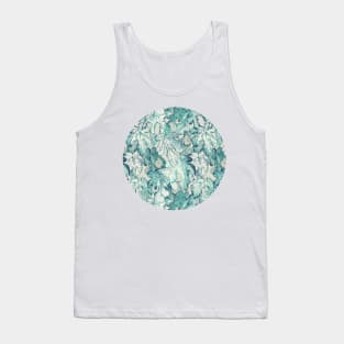 Fig Leaf Fancy - a pattern in teal and grey Tank Top